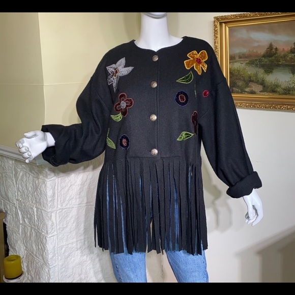 Vintage Le Chateau fringed appliqué jacket - Picture 1 of 9